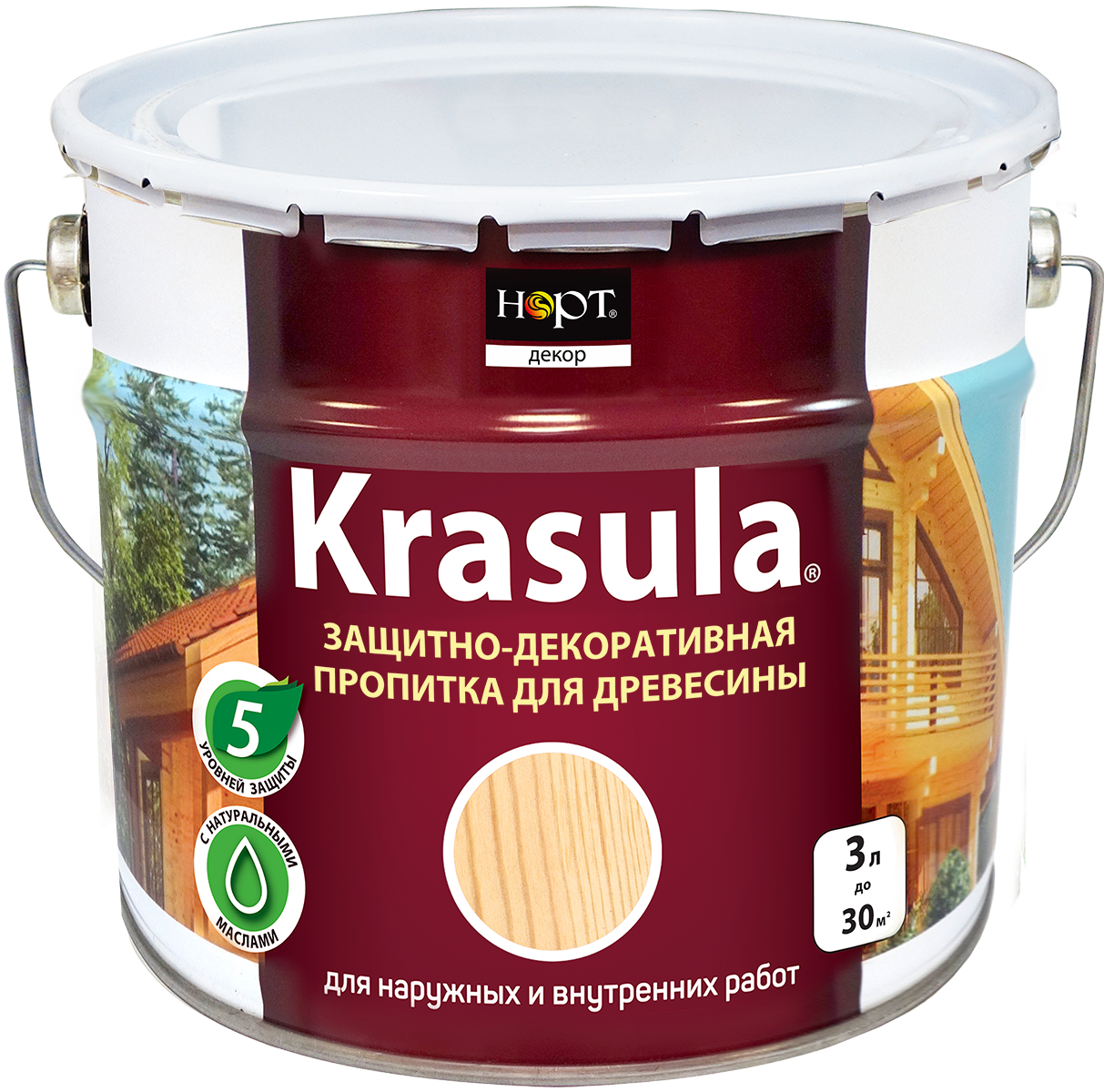 KRASULA Графит Серый  3л. защитно-декоративный состав для дерева (Красула)