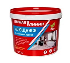 Первая линия Краска моющая 7кг.белоснежка